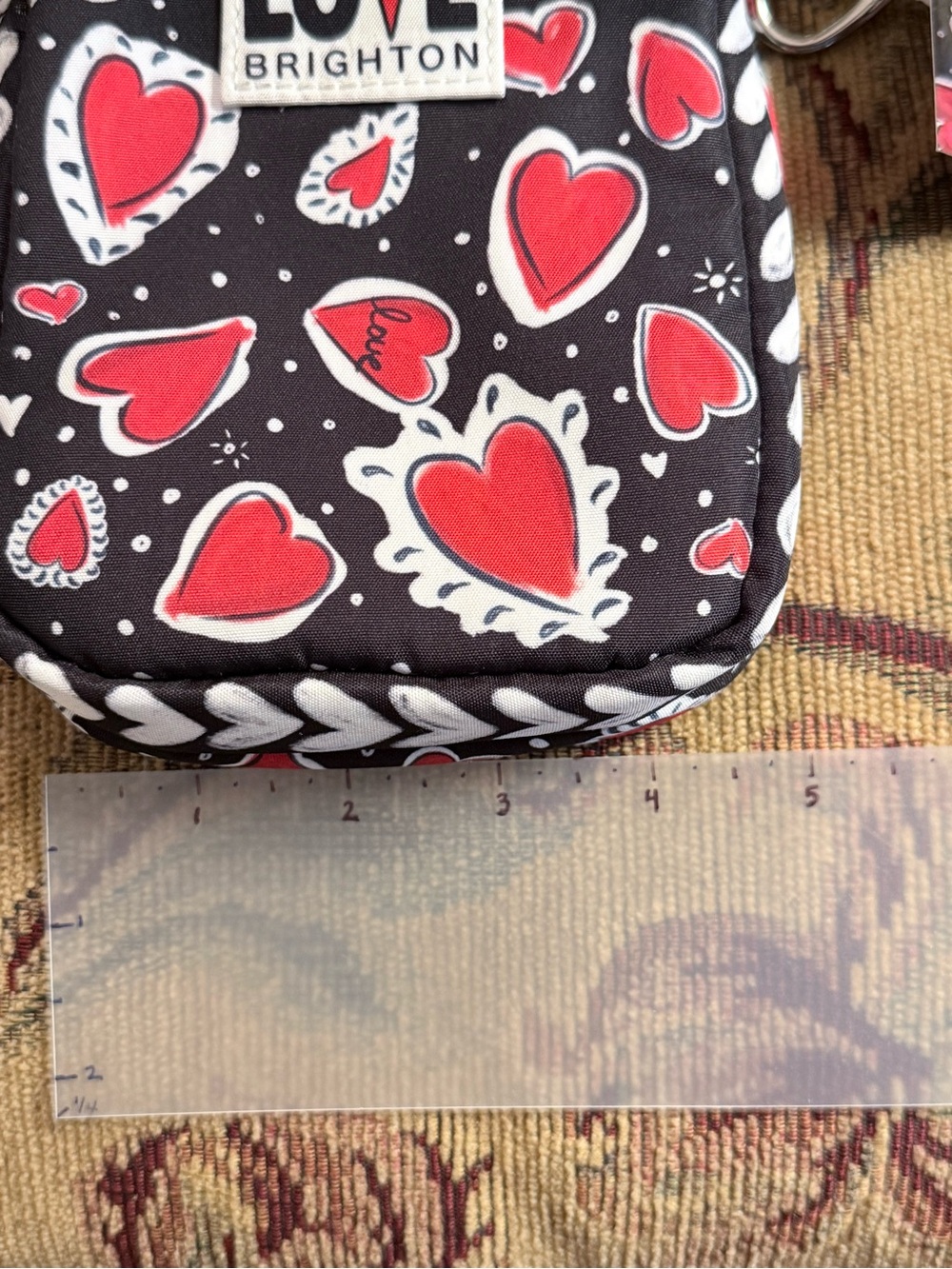 Brighton Black Crossbody Phone Bag with Red Heart Print - Picture 5 of 8